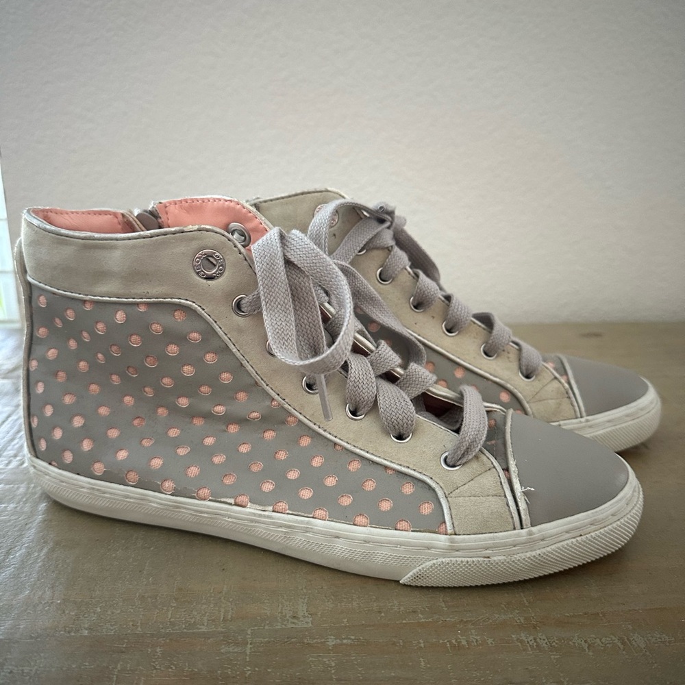GEOX Women's shoes 8 (EU 38)sneakers gray leather pink suede